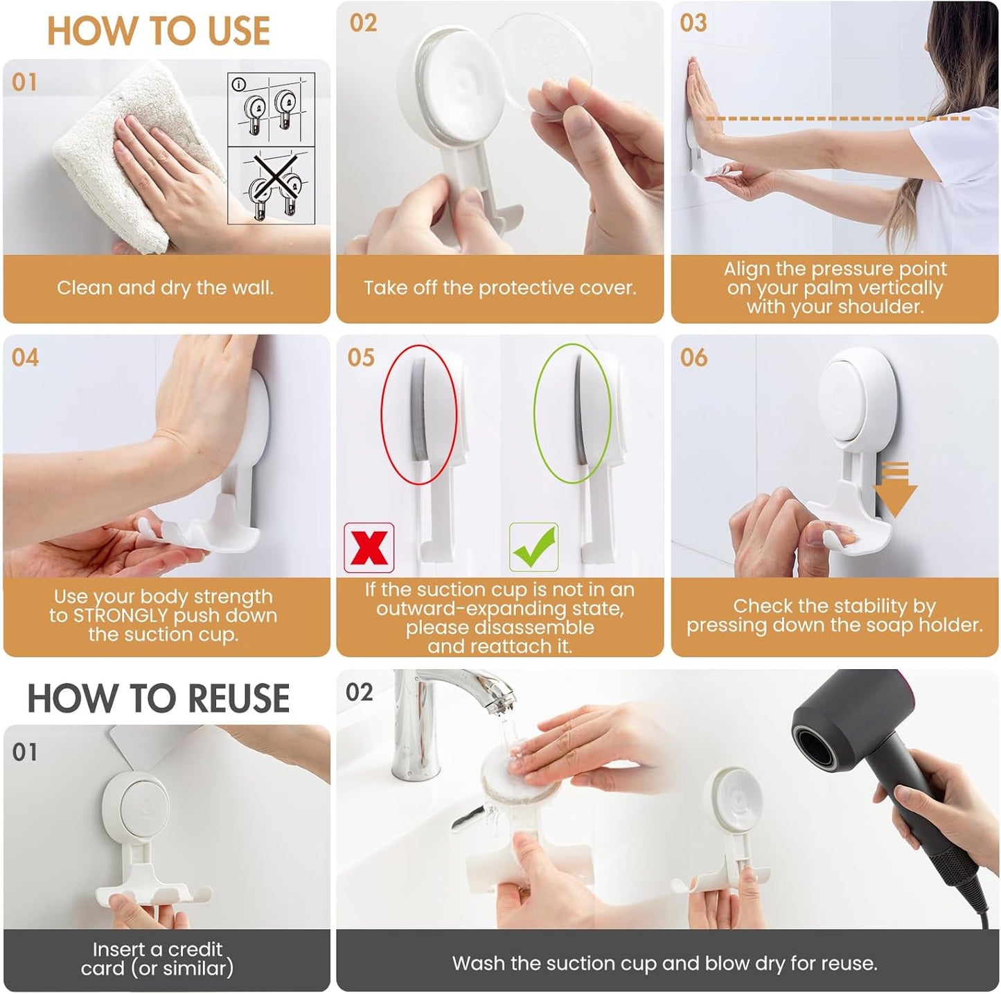 LEVERLOC Suction Cup Razor Holder 2-Pack White Damage-Free Hooks