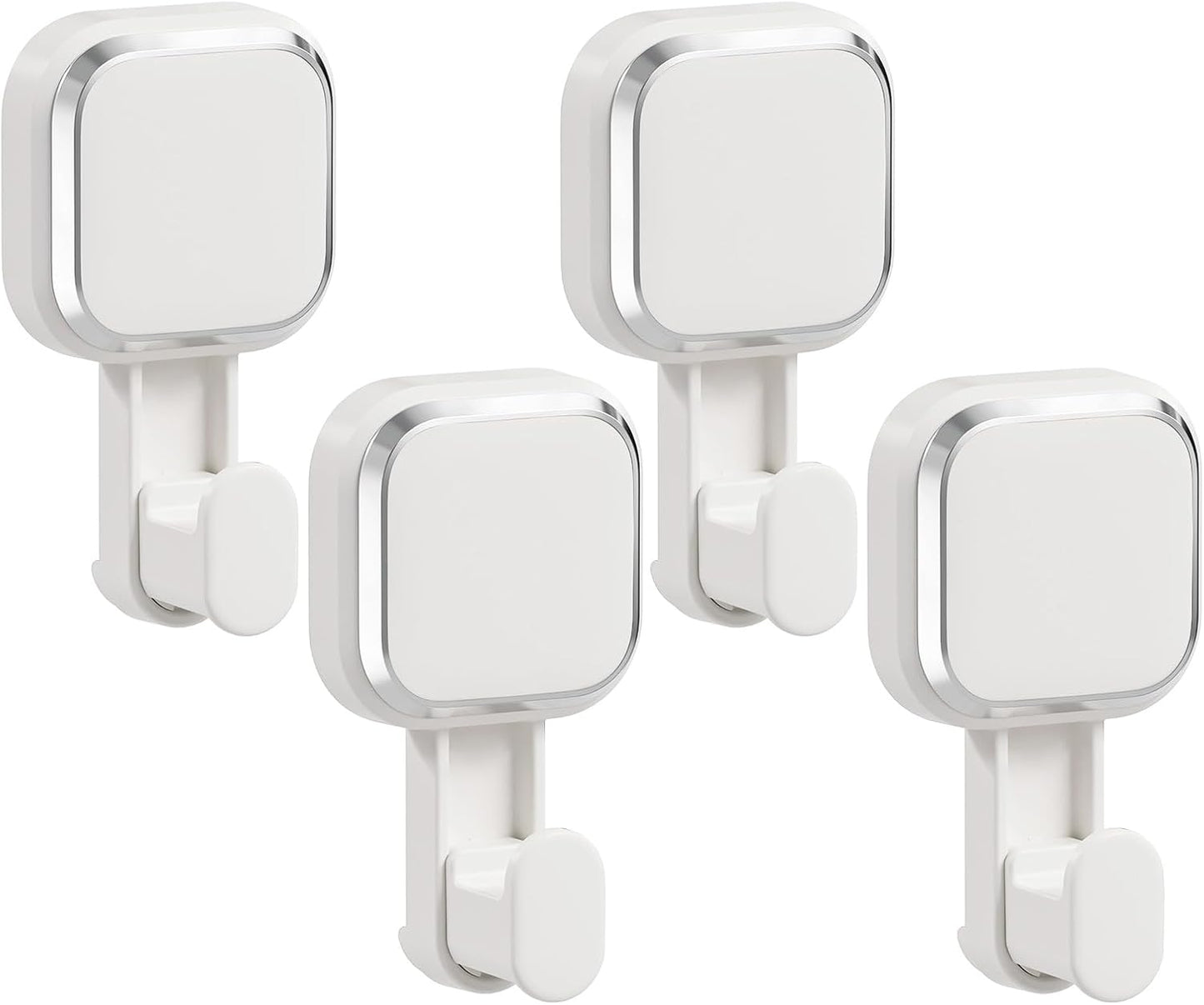 LEVERLOC Suction Cup Series Shower Hooks (4 Pack), Powerful Vacuum Towel & Loofah Holders, Damage Free