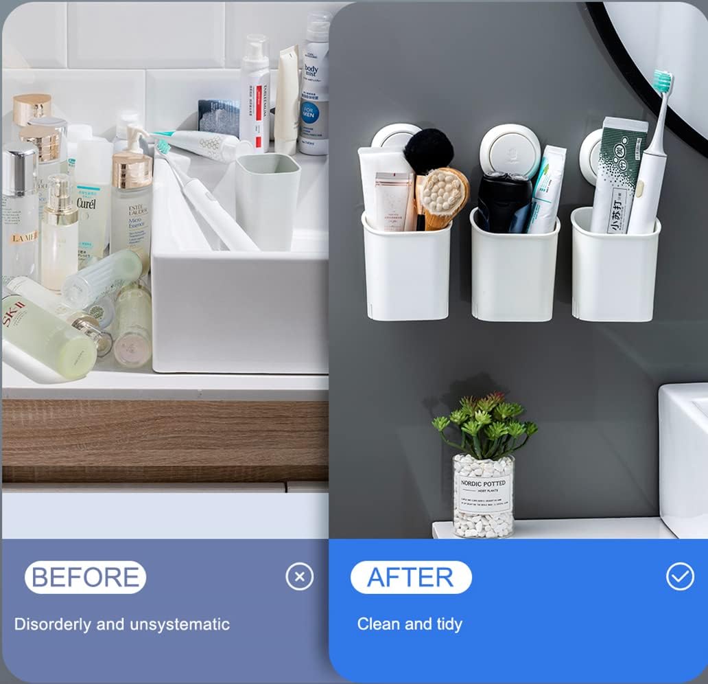 LEVERLOC Suction Cup Toothbrush Holder Drill-Free Self-Draining