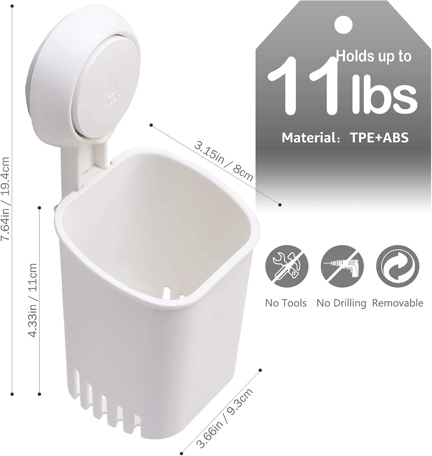 LEVERLOC Suction Cup Toothbrush Holder Drill-Free Self-Draining