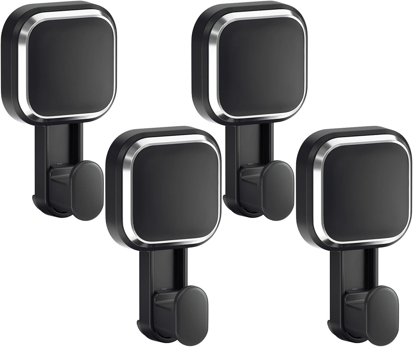 LEVERLOC Suction Cup Series Shower Hooks (4 Pack), Powerful Vacuum Towel & Loofah Holders, Damage Free