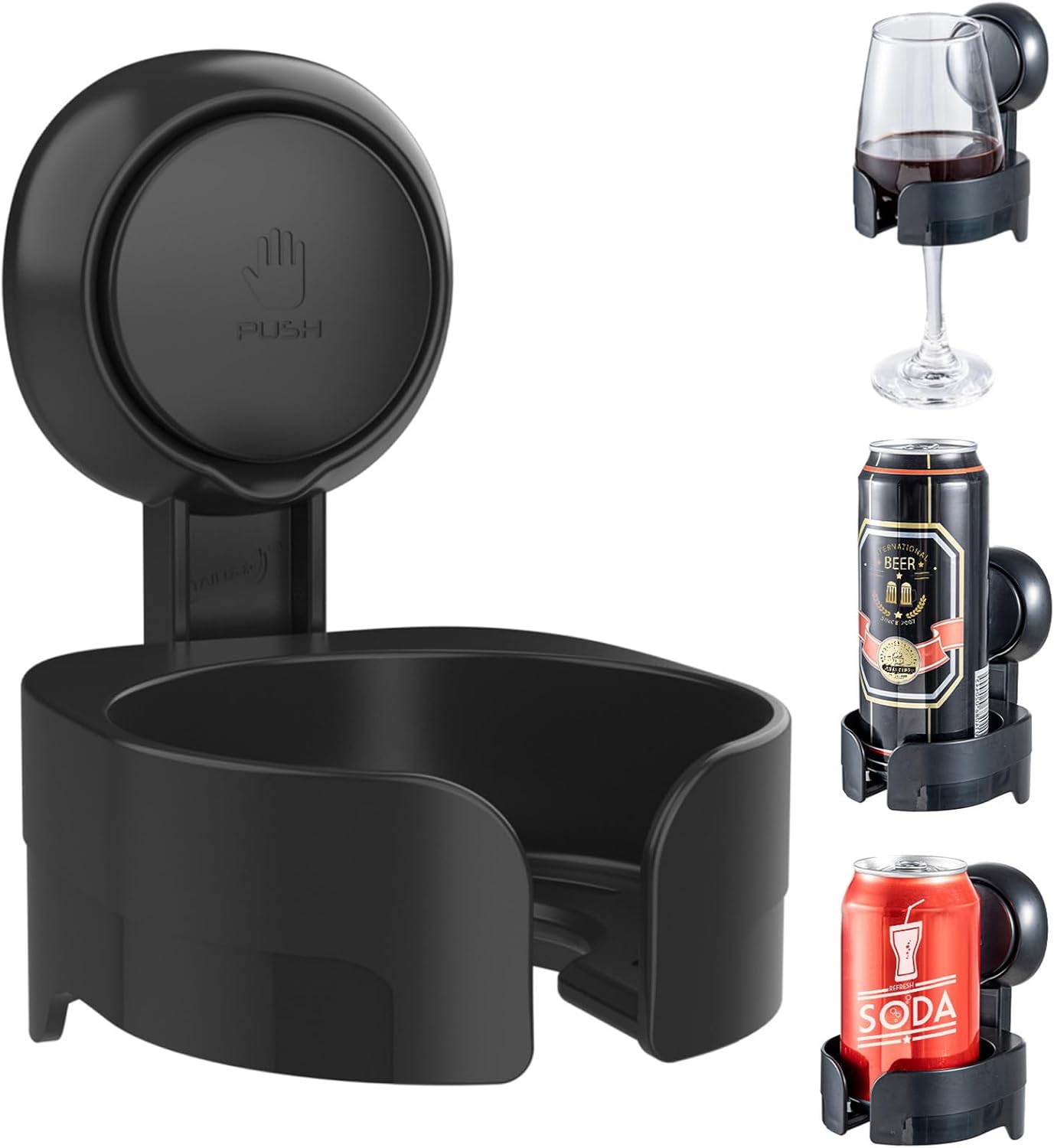 LEVERLOC Suction Cup Shower Drink Holder - Waterproof, Damage-Free Install, Fits Multi-Size Cups