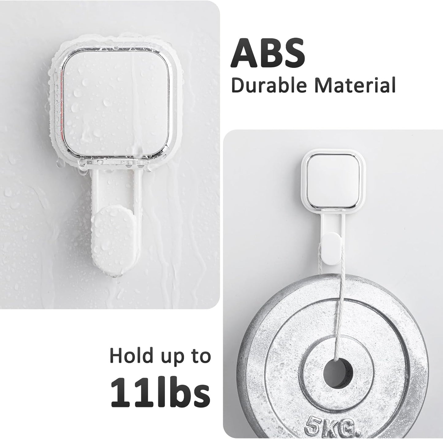 LEVERLOC Suction Cup Series Shower Hooks (4 Pack), Powerful Vacuum Towel & Loofah Holders, Damage Free