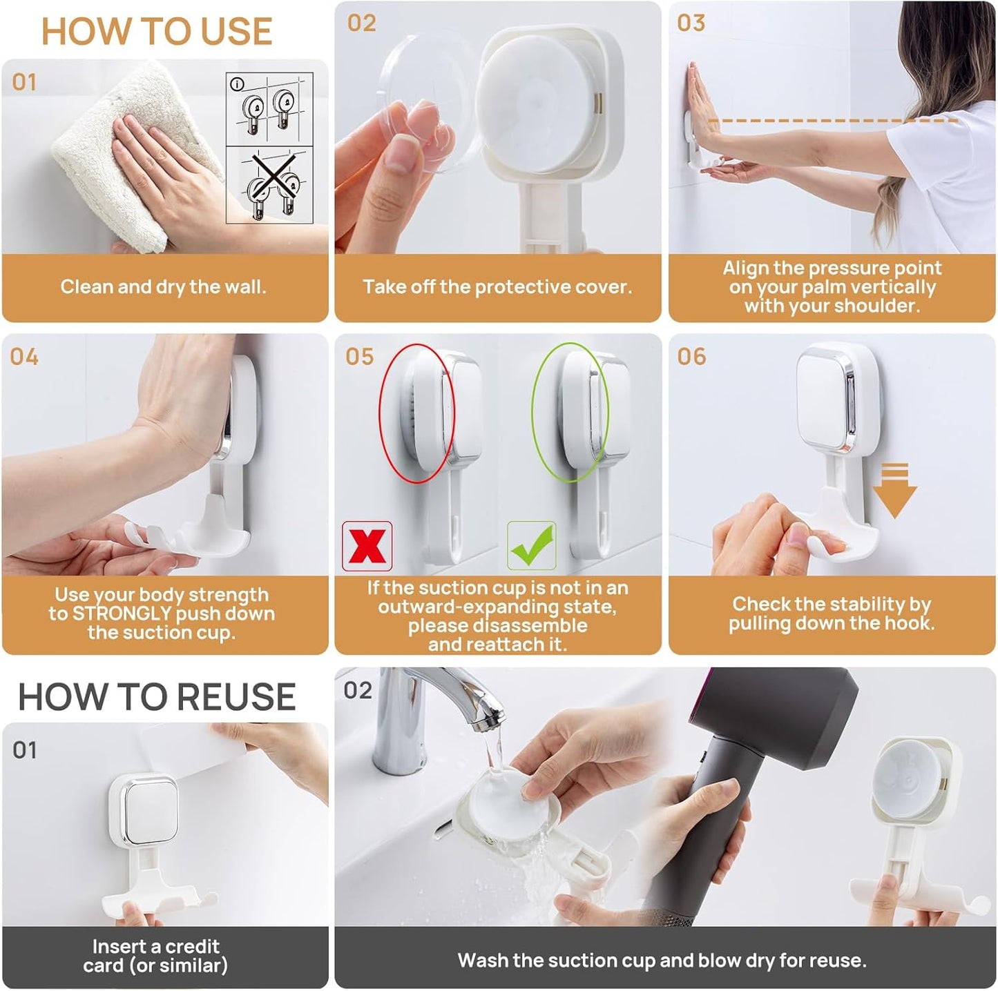 LEVERLOC Suction Cup Series Razor Holder (2 Pack), Heavy Duty Shower Hooks for Towel & Loofah, Damage-Free
