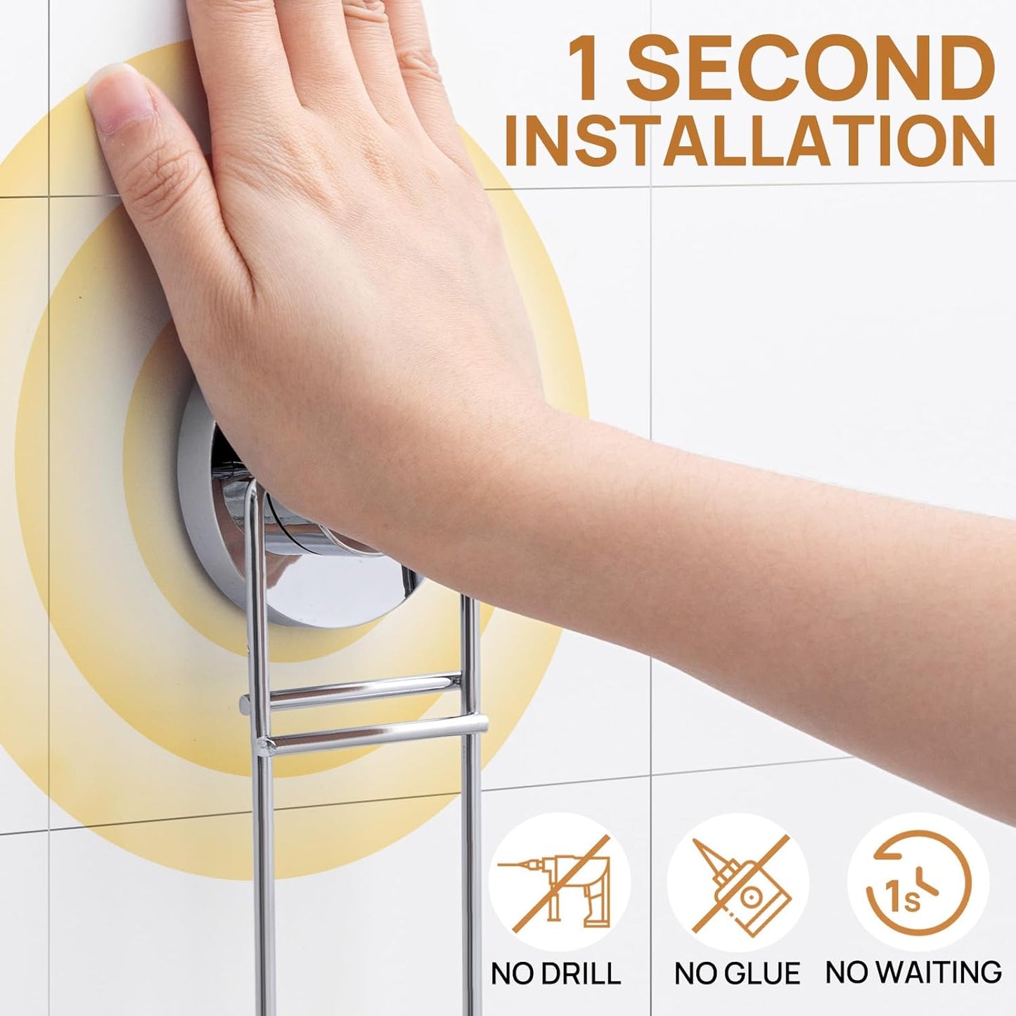 LEVERLOC Suction Cup Series 2 Tier Soap Holder, Stainless Steel Wall Mounted Shower Soap Dish, Waterproof Removable Sponge Holder, Keep Dry