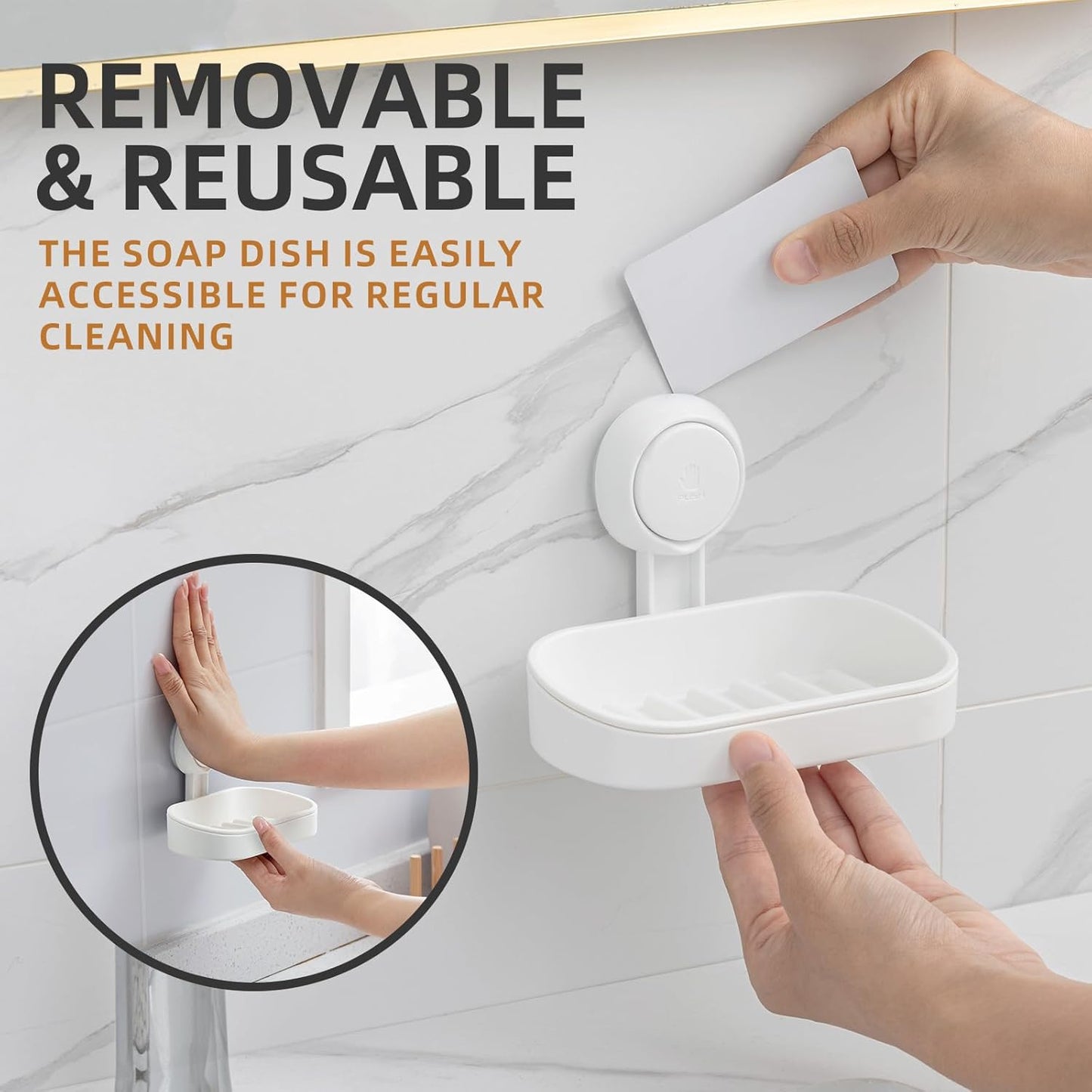 LEVERLOC Suction Cup Soap Dish Holder No-Drilling Self-Draining