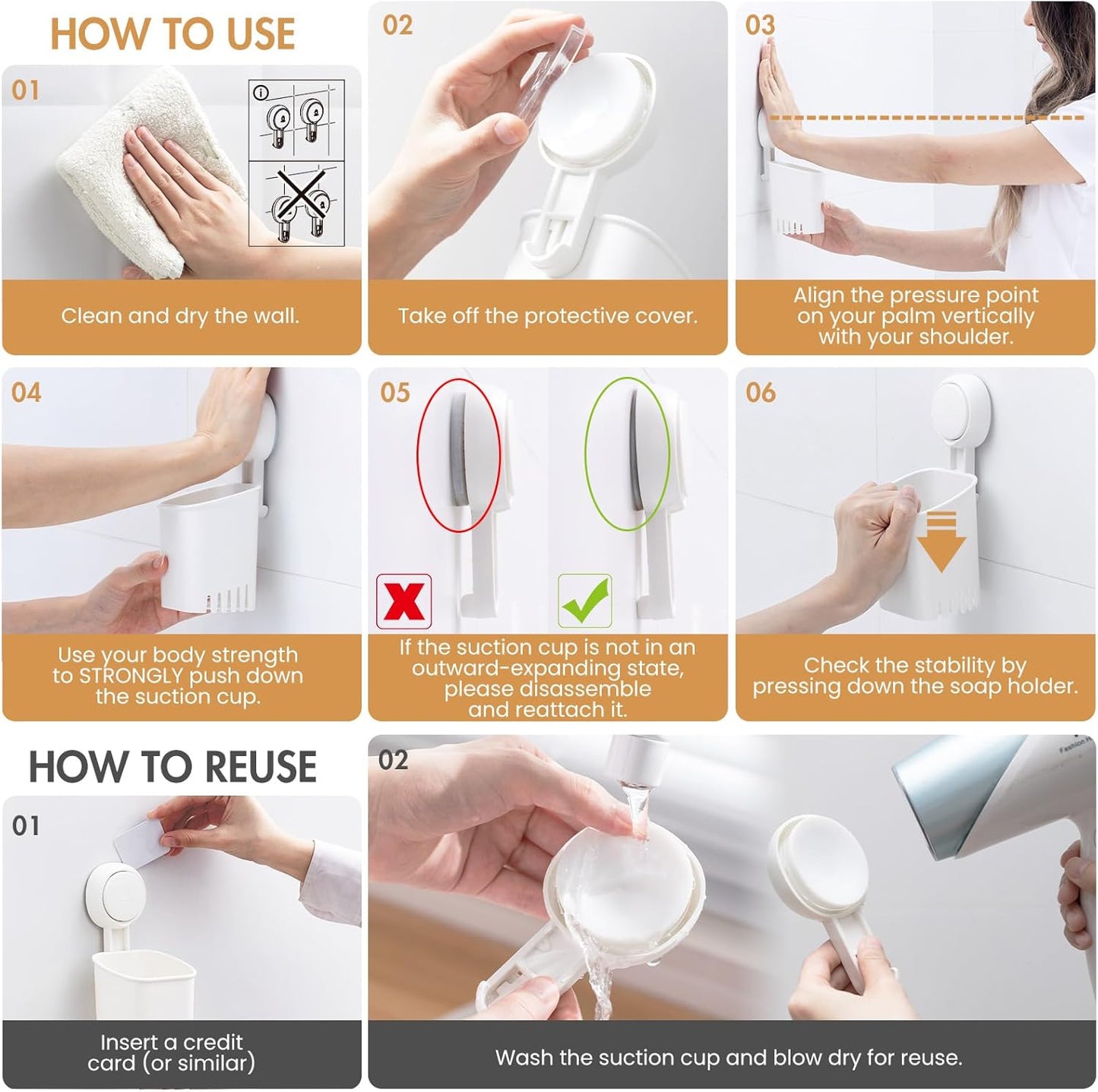 LEVERLOC Suction Cup Toothbrush Holder Drill-Free Self-Draining
