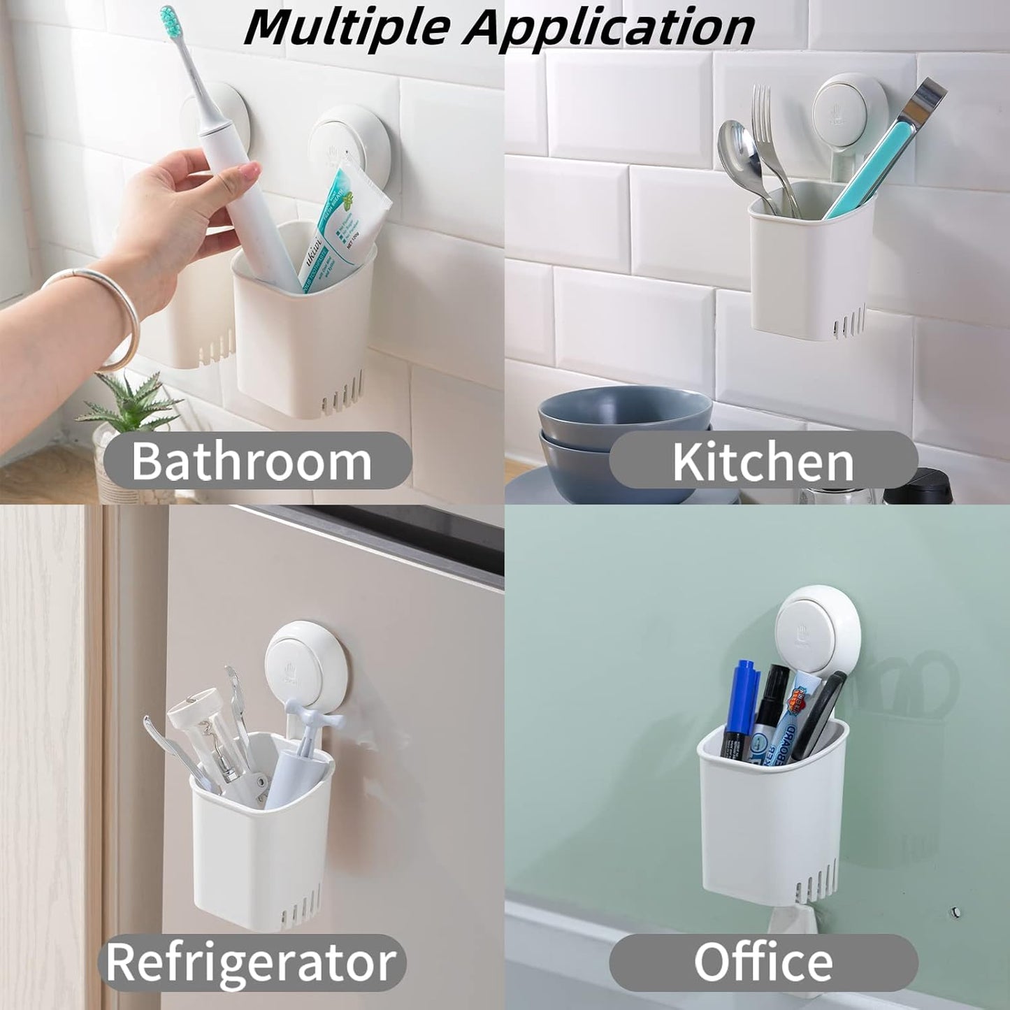 LEVERLOC Suction Cup Toothbrush Holder Drill-Free Self-Draining