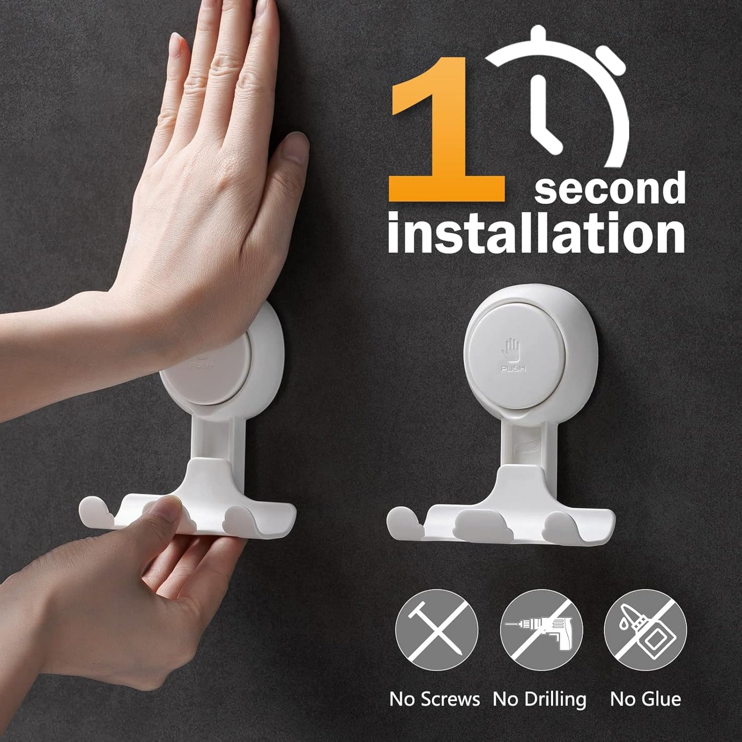 LEVERLOC Suction Cup Razor Holder 2-Pack White Damage-Free Hooks
