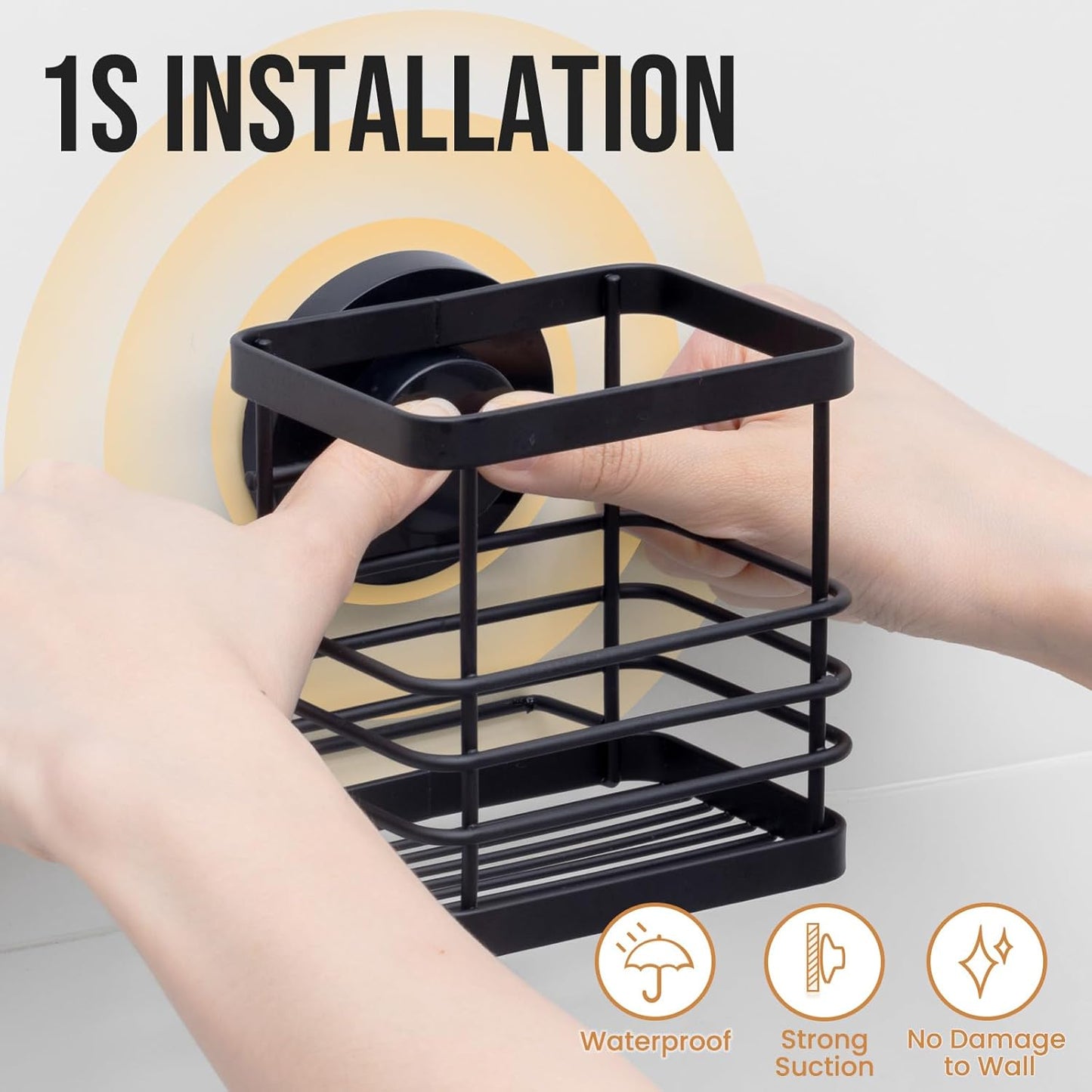 LEVERLOC Suction Cup Series Toothbrush Holder, Stainless Steel Anti-Puddling Shower Toothpaste & Razor Organizer, No Drilling