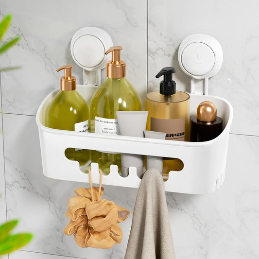 LEVERLOC Suction Cup Shower Caddy Organizer, Max Hold 22lbs Powerful Suction, Waterproof & Removable