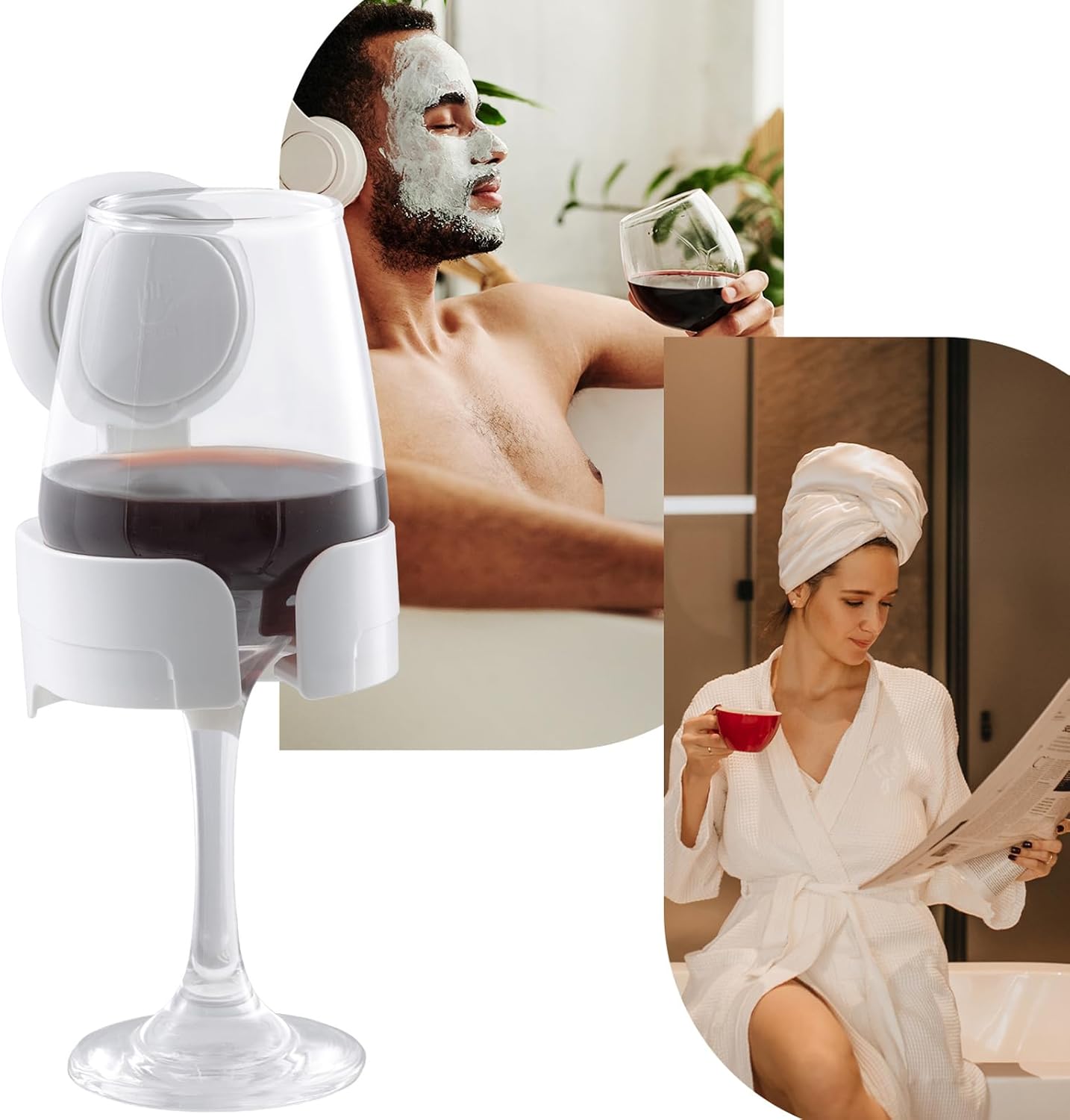LEVERLOC Suction Cup Shower Drink Holder - Waterproof, Damage-Free Install, Fits Multi-Size Cups