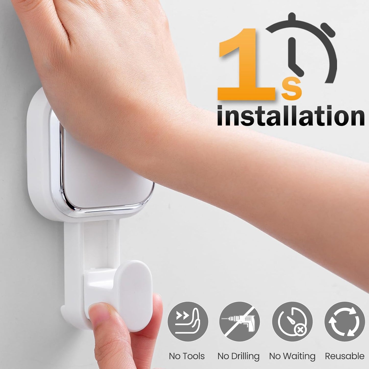 LEVERLOC Suction Cup Series Shower Hooks (4 Pack), Powerful Vacuum Towel & Loofah Holders, Damage Free