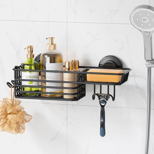 LEVERLOC Vacuum Suction Series 2-Pack Shower Shelf, Heavy Duty Bathroom Organizer & Storage Basket, Rustproof