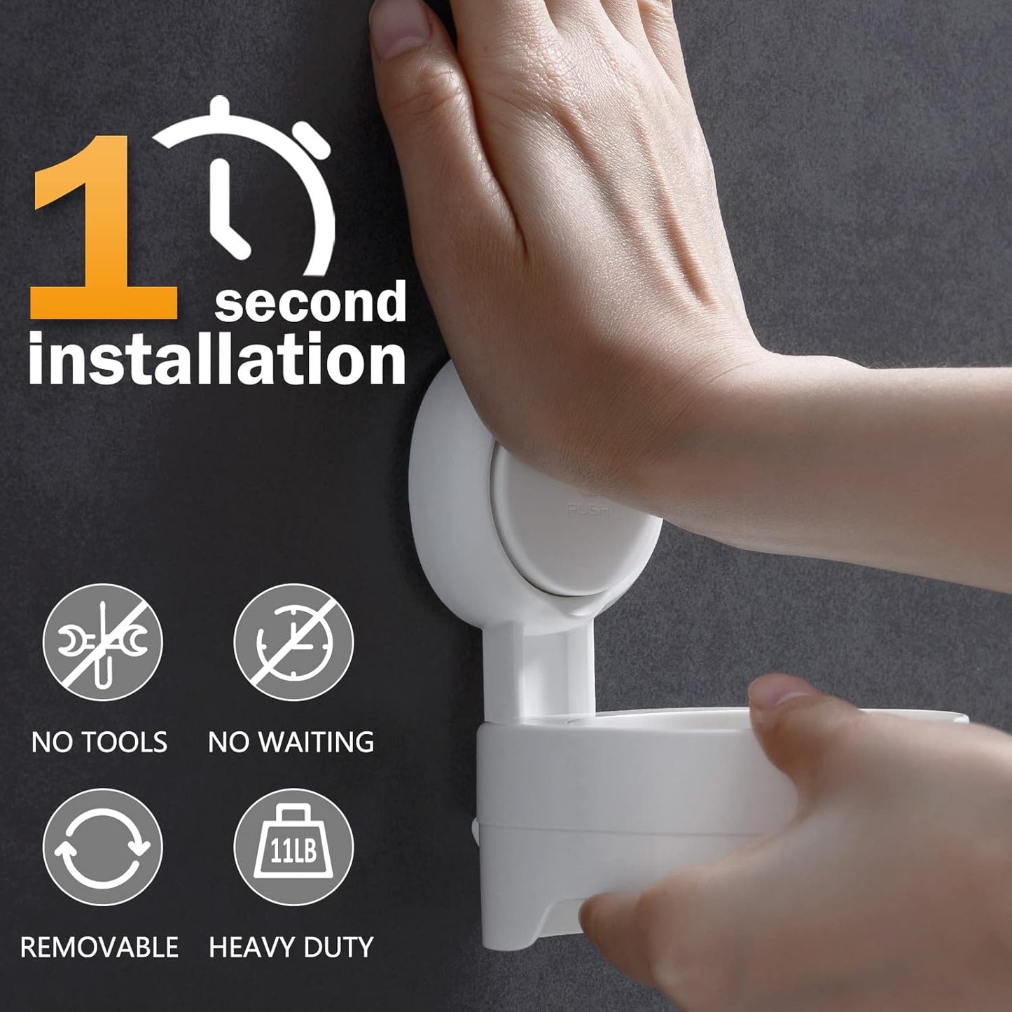 LEVERLOC Suction Cup Shower Drink Holder - Waterproof, Damage-Free Install, Fits Multi-Size Cups