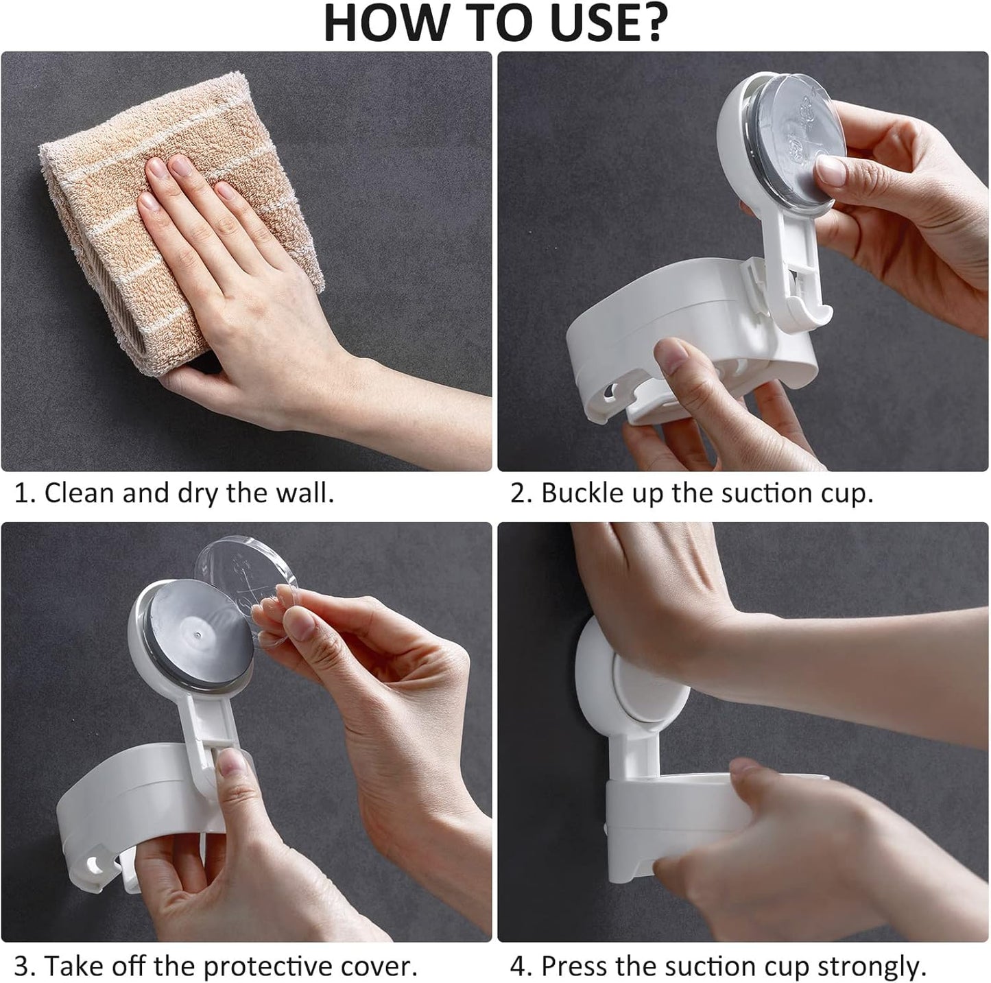 LEVERLOC Suction Cup Shower Drink Holder - Waterproof, Damage-Free Install, Fits Multi-Size Cups