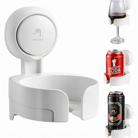 LEVERLOC Suction Cup Shower Drink Holder - Waterproof, Damage-Free Install, Fits Multi-Size Cups
